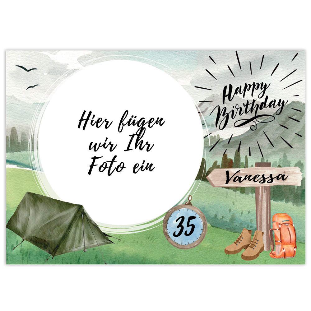Tortenbild „Wanderfreunde“ Geburtstag  +Name +Alter, eckig, essbar