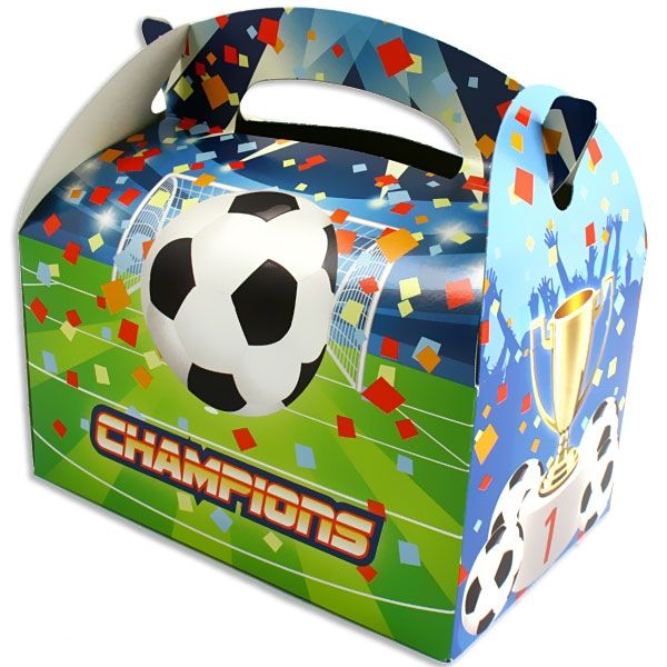 Fußball Mitgebsel Faltbox 15 × 14cm, Geschenkbox für Fußballparty, Pappe