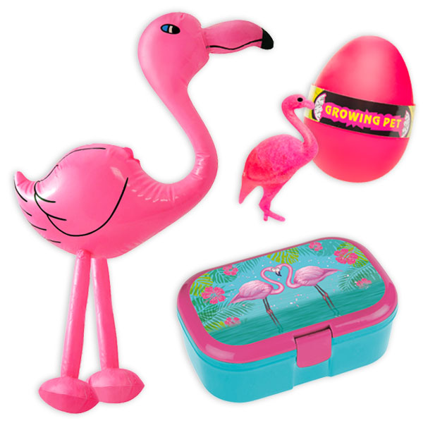 Geschenkset Flamingo, für 1 Kind, 3-tlg Mitgebsel Kindergeburtstag