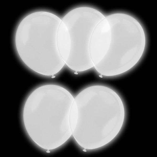 Luftballons LED - 5 Stk, weiß leuchtend, 24 h