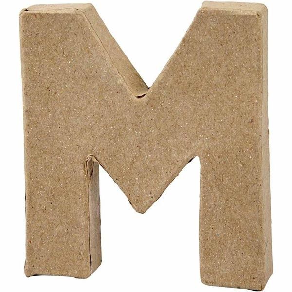 M Buchstabe, handgearbeitet aus Pappe, zum Bemalen/Bekleben, ca. 10 cm