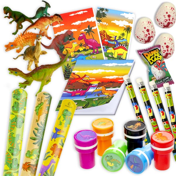 Dino Party Mitgebsel Paket Set für 8 Kinder Kindergeburtstag Partytüten 48 tlg 