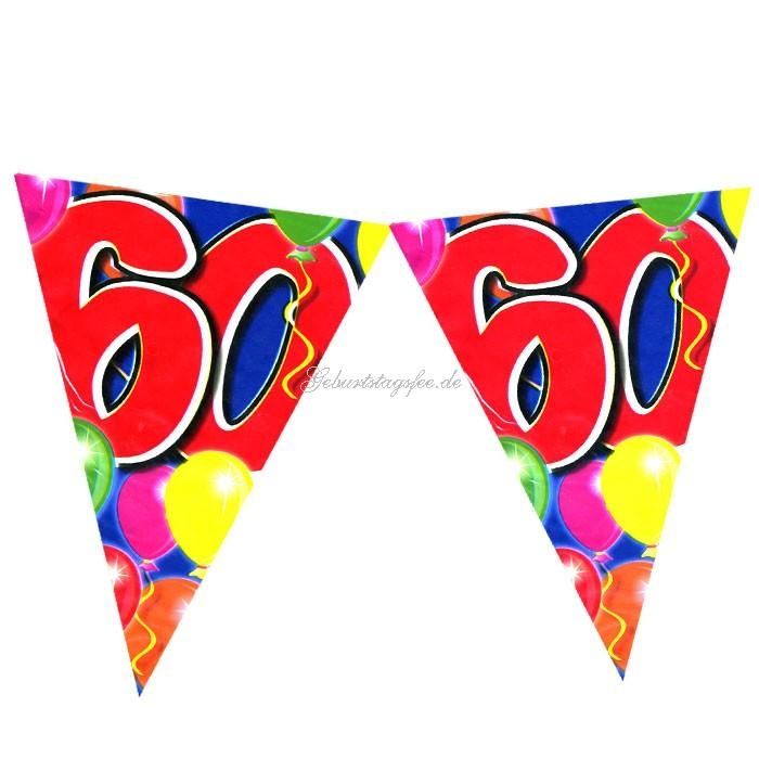 Wimpelkette zum 60. Geburtstag, 10m Partywimpel, Folie