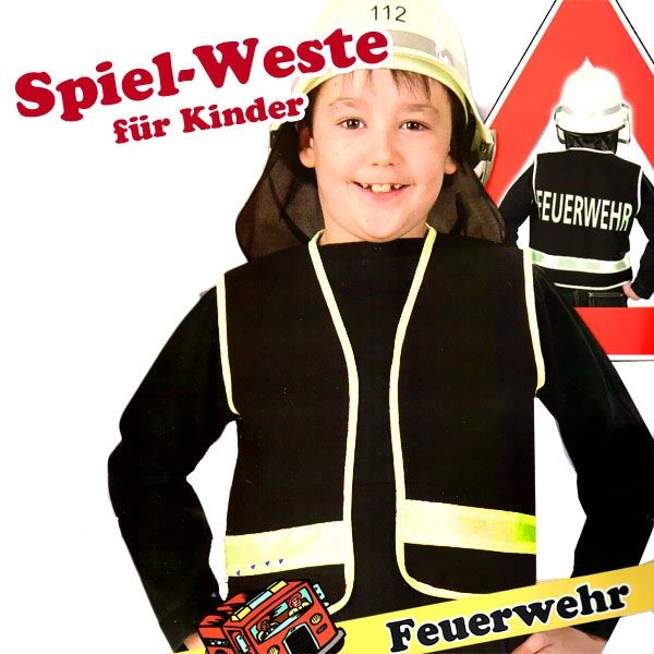 Feuerwehr Spielweste für Kids, Gr. 116, +Aufdruck, top Kostümzubehör