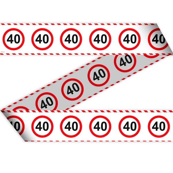 Absperrband "Verkehrsschild" zum 40. Geburtstag, 15 Meter lang