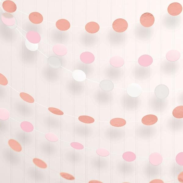 Partygirlande Punkte "Dots" Rosa Weiß, 6 x 2,13m