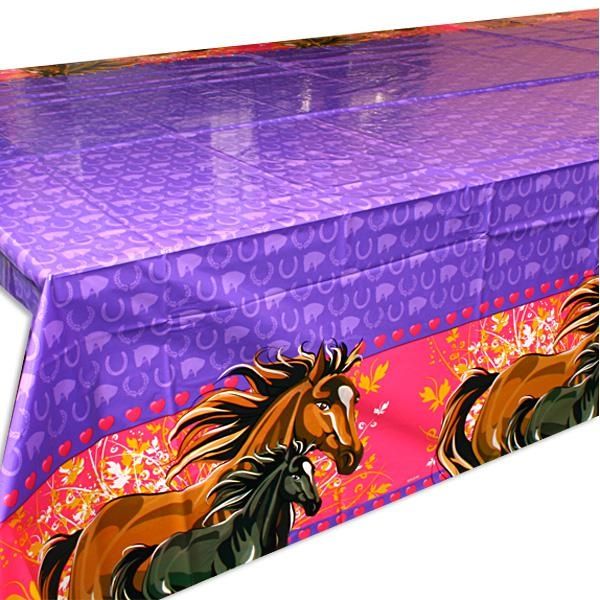 Pferde-Tischdecke Folie, 1,3×1,8m, traumhaft schöne Folientischdecke