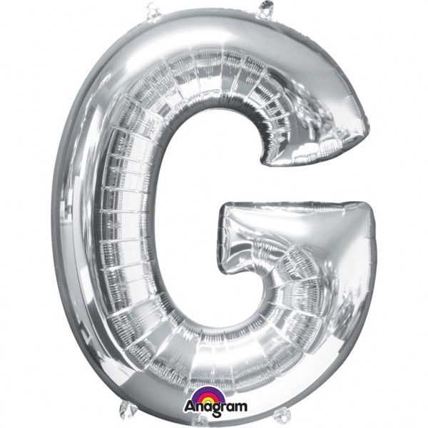 Folienballon Buchstabe "G" - Silber mit Schlaufen zum Aufhängen, 81cm