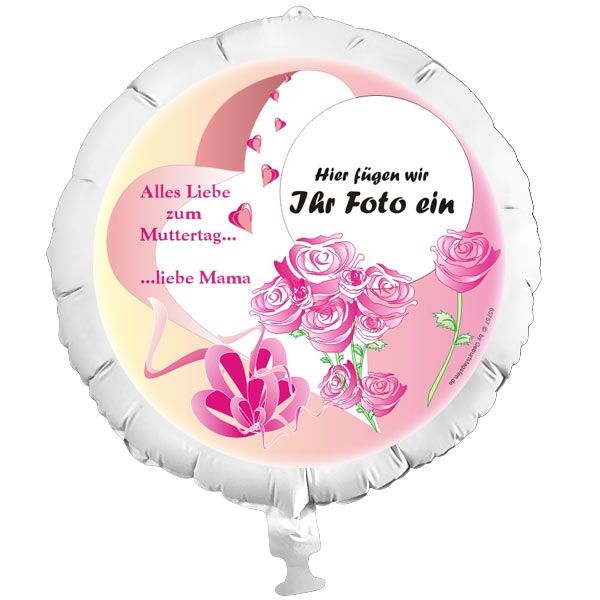 Folienballon mit Foto, Ballongeschenk zum Muttertag mit Rosen,Muttertagsgeschenk
