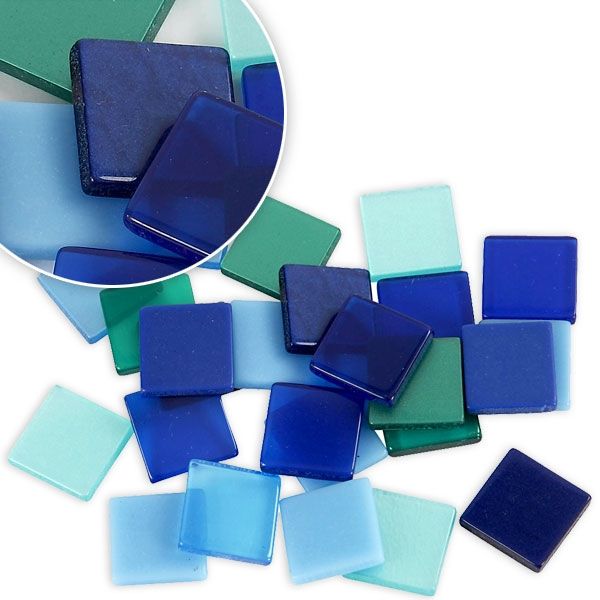 Mosaiksteine in Blautönen 25g, ca.&nbsp;100 Mosaiksteinchen, je 1 x 1 cm