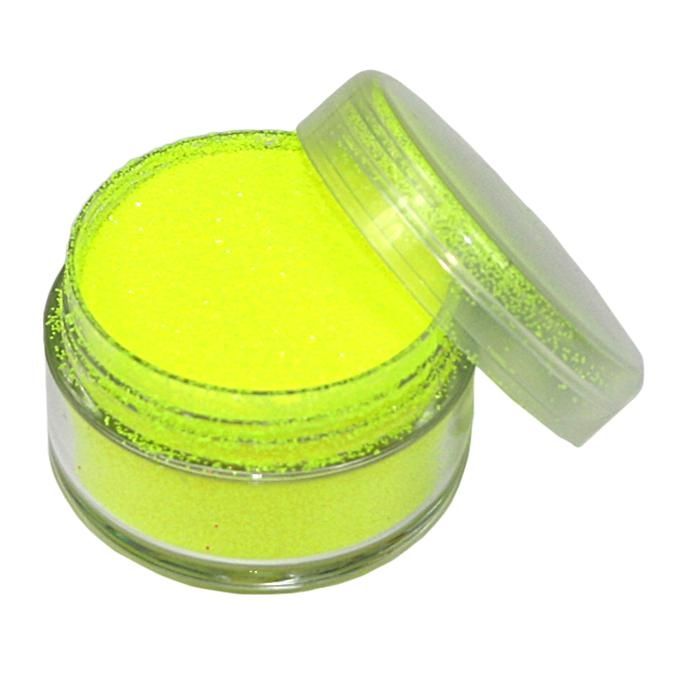 Neon-Glitzerpulver in Gelb, 5ml Topf, Kinderschminke für Schwarzlicht