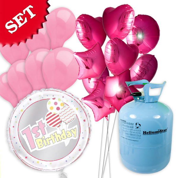 20 Luftballons und 11 Folienballons Heliumgas-Set Baby Boy mit 50er Ballongas 