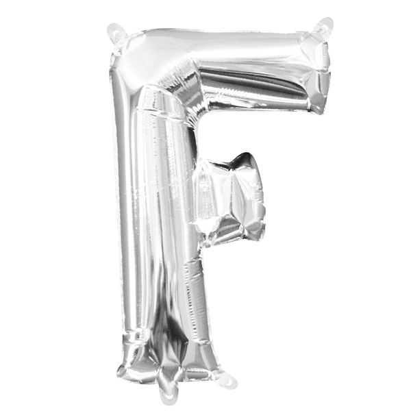 Mini Folienballon Buchstabe F in Silber mit Ösen zum Aufhängen,1 Stk