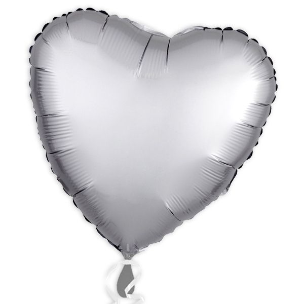 Folienballon als Herz Platin-Silber 34 cm