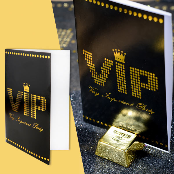 VIP Einladungskarten im 10er Pack, innen blanko, 11x17cm, glänzend