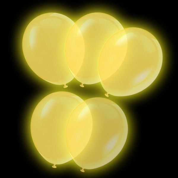 Luftballons LED 5 Stk, gold leuchtend, 24 h  - Onlineshop Geburtstagsfee