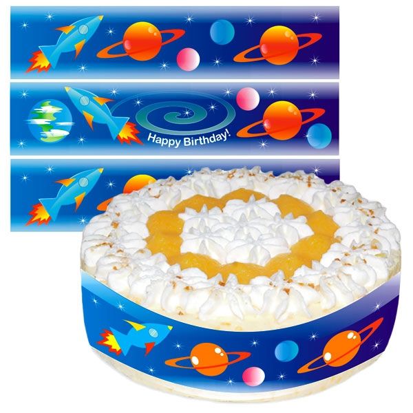 Weltall Tortenband, Zuckerguss, für Weltraum-Geburtstagstorte, 1 Stück