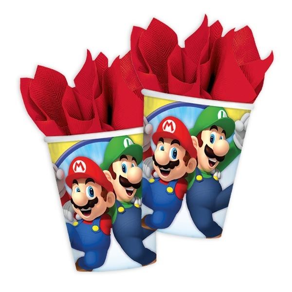 Super Mario Einwegbecher aus Pappe im 8er Pack für echte Fans, 250ml