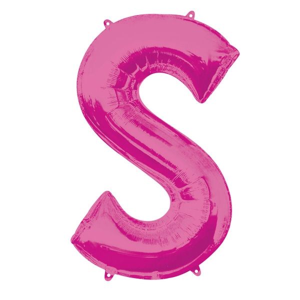 Folienballon Buchstabe "S" in Pink für Namen von Mädchen, 88 × 53 cm