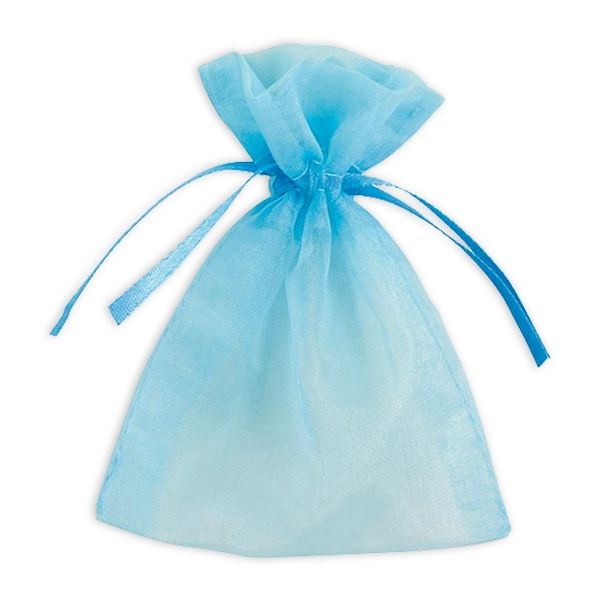 Geschenktaschen in Babyblau aus hochwertigem Organza, 10 Stück
