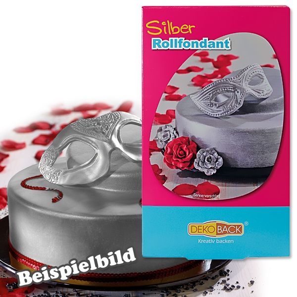 Silberfarbener Rollfondant, 250g plus Farbpulver, für Torte u. Kuchen