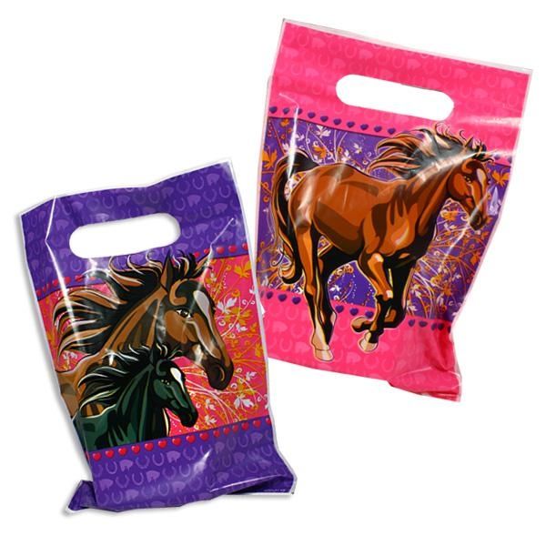 Pferde-Mitgebseltüten im 8er Pack mit rassigem Pferdemotiv, aus Folie