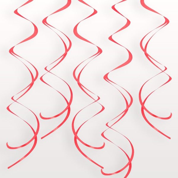Deko-Spiralen in Rot, glänzende Kringel aus Kunststofffolie, 8 Stück