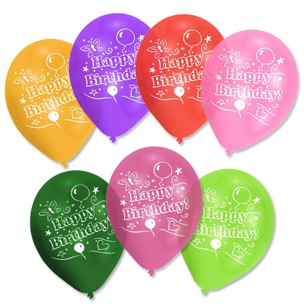 Happy Birthday Luftballons, 8er Pck, 25,4cm