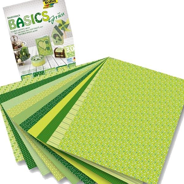 Motivblock Basics grün mit 30 Seiten Motivkarton und -papier, 24×34cm