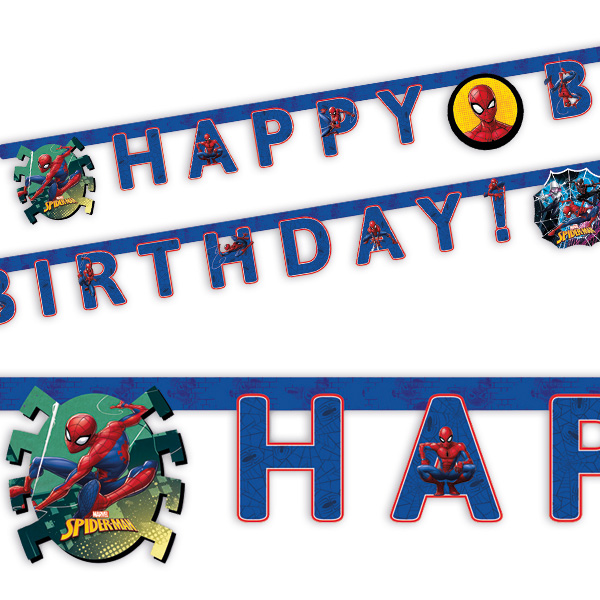 Spiderman Buchstabenkette, "Happy Birthday", 2m