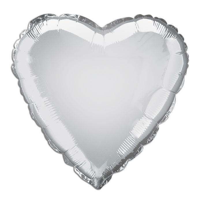 Folienballon herzförmig in Silber, ideal für Silberne Hochzeit, 35 cm