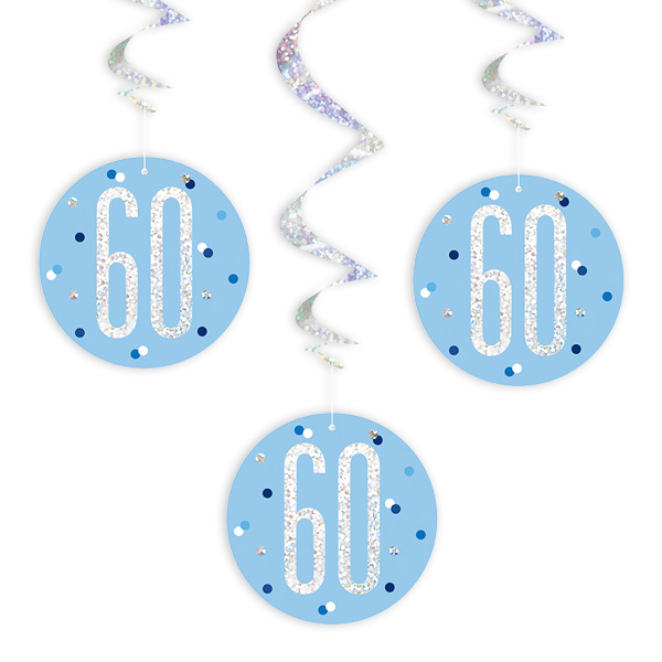 Hängespiralen zum 60. Geburtstag blau, 6-teilig