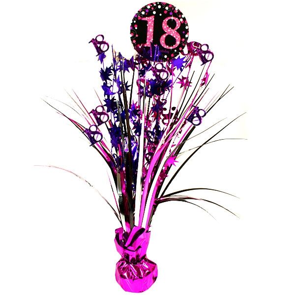 Sparkling Celebration Tischkaskade zum 18ten, pink, 46cm