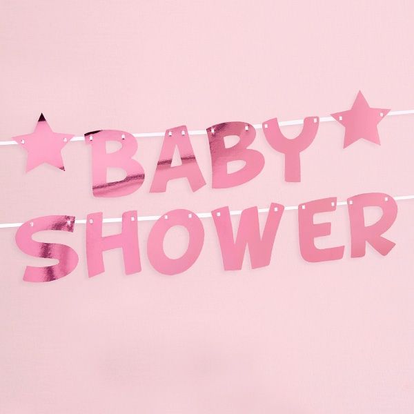 Baby Shower Buchstabenkette in pink, 2,5m