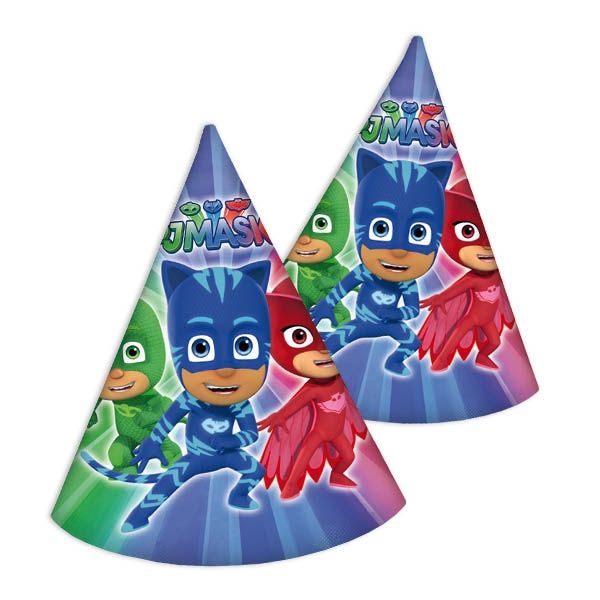 Pyjamahelden Partyhütchen für PJ Masks Geburtstag, 6 Stk., 16cm