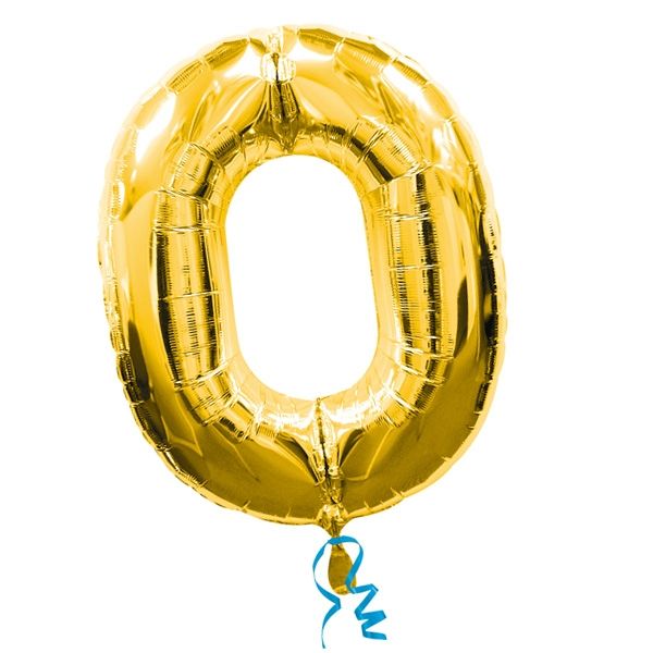 XXL Folienballon als Zahl 0 in Gold, 1&nbsp;Zahlenballon für runde Geburtstage