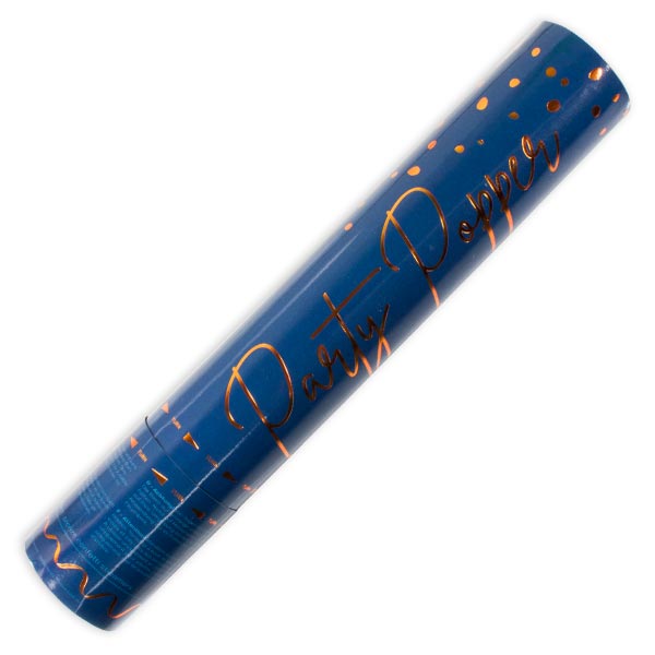 Konfettikanone mit blauen Luftschlangen, 28cm