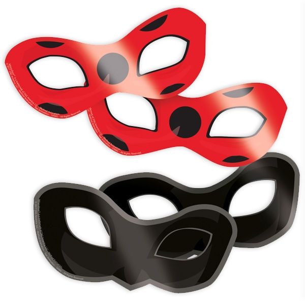 Miraculous Masken, 8er Pack Ladybug-Partymasken mit Gummi