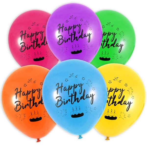 Happy Birthday Luftballons, 12er, Ø 23cm  - Onlineshop Geburtstagsfee