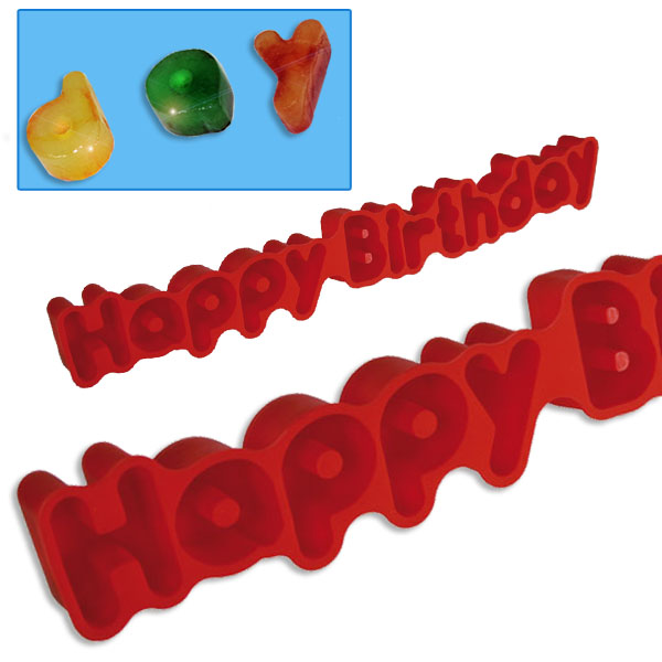 Eiswürfelzubereiter für den Happy Birthday-Schriftzug, 13 Eiswürfel, Silikon
