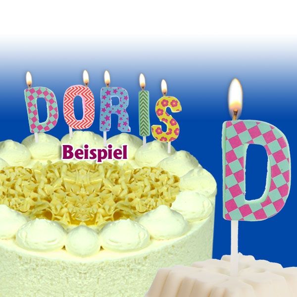Mini Kerze Buchstabe D, 2,5cm, zum Kombinieren für Namen auf der Torte