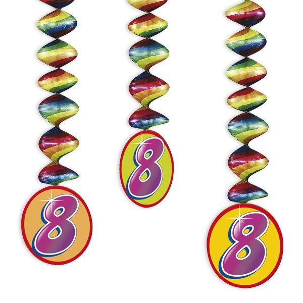 Rotor-Spiralen, Zahl "8", Regenbogen-Farben, 3 Stück