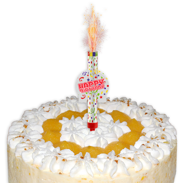 Tortenfontäne "Happy Birthday" mit Einstecker, 12cm, 1 Stück