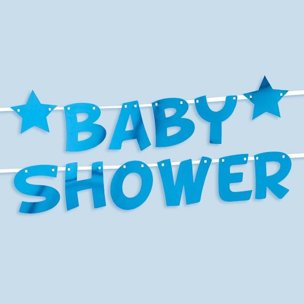 Baby Shower Buchstabenkette in blau, 2,5m
