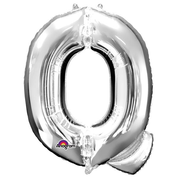 Folienballon Buchstabe "Q" - silbern für Namen in Geburtstagsdeko, 81 cm