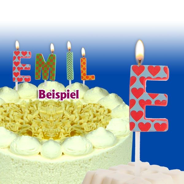 Mini Kerze Buchstabe E, 2,5cm, für Namen vom Geburtstagskind, 1 Stück