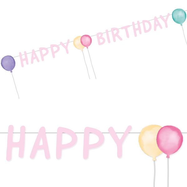 Ballon Party Buchstabenkette Happy Birthday, 1,5m
