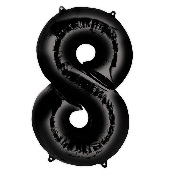 Folienballon  Zahl "8" in Schwarz für den 8. oder 80. Geburtstag, 1 Stück