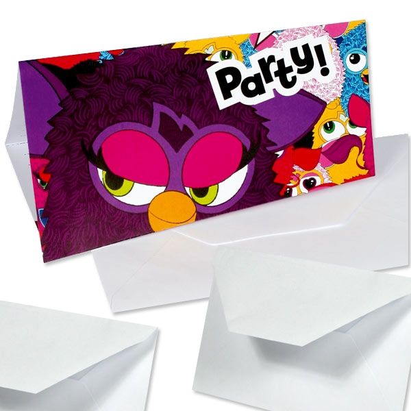 Furby Einladungskarten 6er Pack , inkl. Umschlägen aus Papier, 8x14cm