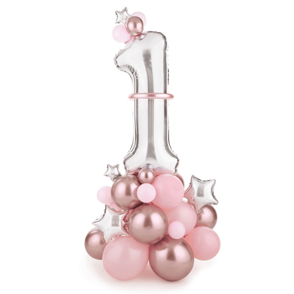 Ballon Strauß zum 1 Geburtstag in rosa, 90cm x 140cm  - Onlineshop Geburtstagsfee
